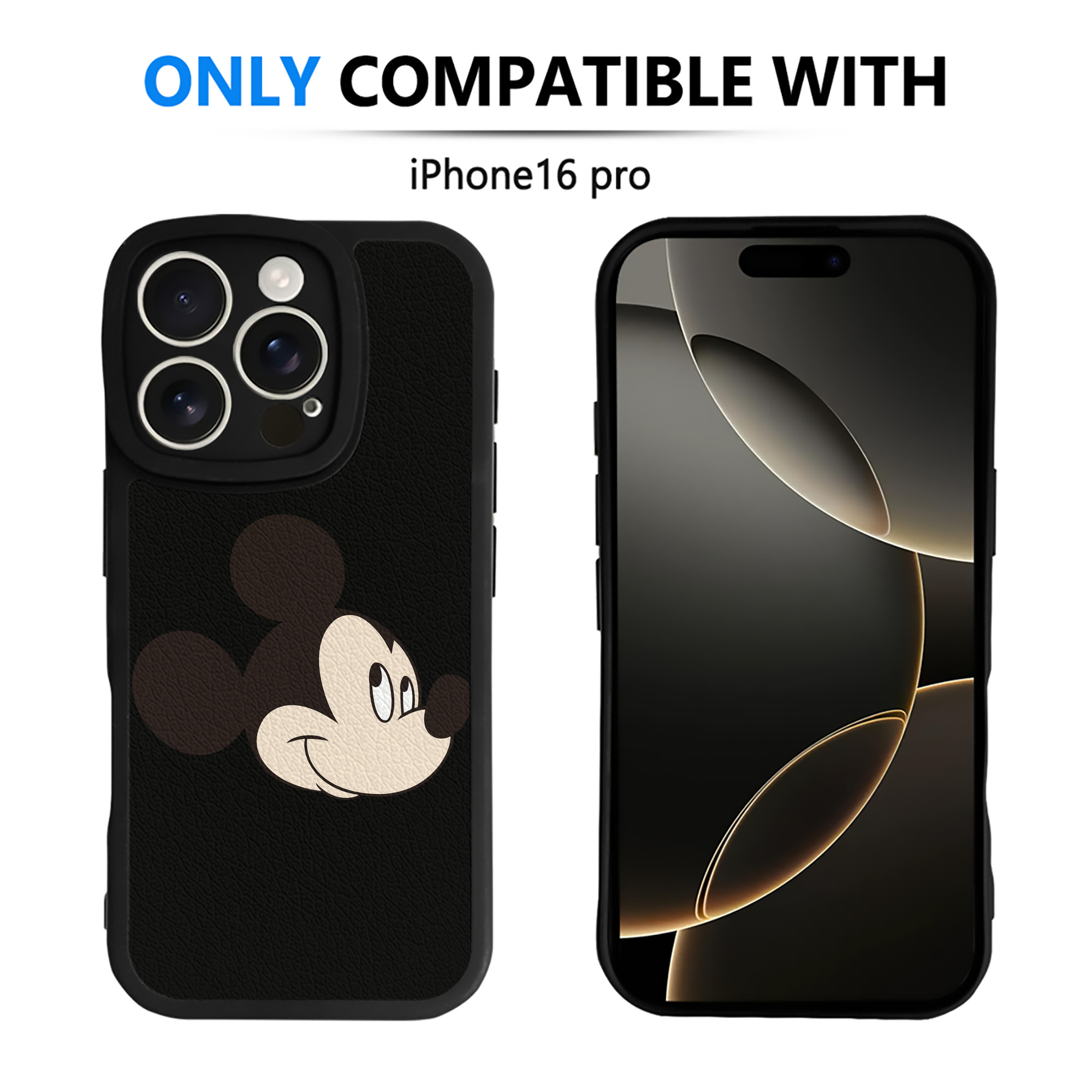 （画像用） ミッキーマウス Mickey Mouse 【iPhone 16シリーズ対応】シリコンスマホケース（レザー調） 材質：シリコン